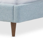 Baxton Studio Hannah Mid-Century Modern Sky Blue Fabric Queen Size Platform Bed