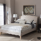 Baxton Studio Fannie French Classic Modern Style Beige Linen Fabric Queen Size Platform Bed