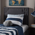 Baxton Studio Geneva Modern and Contemporary Dark Grey Fabric Upholstered Twin Size Headboard 