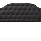 Baxton Studio Windsor Modern and Contemporary Dark Grey Fabric Upholstered Scalloped Buttoned Queen Size Headboard