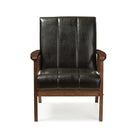 Baxton Studio Nikko Mid-century Modern Scandinavian Style Black Faux Leather Wooden Lounge Chair