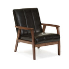 Baxton Studio Nikko Mid-century Modern Scandinavian Style Black Faux Leather Wooden Lounge Chair
