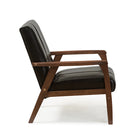 Baxton Studio Nikko Mid-century Modern Scandinavian Style Black Faux Leather Wooden Lounge Chair