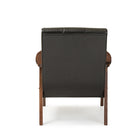 Baxton Studio Nikko Mid-century Modern Scandinavian Style Black Faux Leather Wooden Lounge Chair