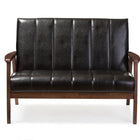 Baxton Studio Nikko Mid-century Modern Scandinavian Style Black Faux Leather Wooden 2-Seater Loveseat