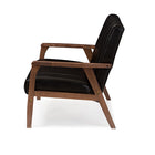 Baxton Studio Nikko Mid-century Modern Scandinavian Style Black Faux Leather Wooden 2-Seater Loveseat