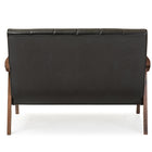 Baxton Studio Nikko Mid-century Modern Scandinavian Style Black Faux Leather Wooden 2-Seater Loveseat