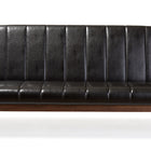 Baxton Studio Nikko Mid-century Modern Scandinavian Style Black Faux Leather Wooden 3-Seater Sofa