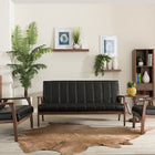 Baxton Studio Nikko Mid-century Modern Scandinavian Style Black Faux Leather 3 Pieces Living Room Sets