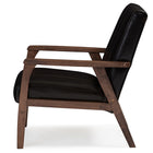 Baxton Studio Nikko Mid-century Modern Scandinavian Style Dark Brown Faux Leather Wooden Lounge Chair