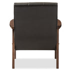 Baxton Studio Nikko Mid-century Modern Scandinavian Style Dark Brown Faux Leather Wooden Lounge Chair