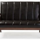 Baxton Studio Nikko Mid-century Modern Scandinavian Style Dark Brown Faux Leather Wooden 2-Seater Loveseat