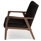 Baxton Studio Nikko Mid-century Modern Scandinavian Style Dark Brown Faux Leather Wooden 2-Seater Loveseat