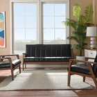 Baxton Studio Nikko Mid-century Modern Scandinavian Style Dark Brown Faux Leather 3 Pieces Living Room Sets