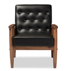 Baxton Studio Sorrento Mid-century Retro Modern Black Faux Leather Upholstered Wooden Lounge Chair