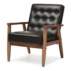 Baxton Studio Sorrento Mid-century Retro Modern Black Faux Leather Upholstered Wooden Lounge Chair