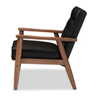 Baxton Studio Sorrento Mid-century Retro Modern Black Faux Leather Upholstered Wooden Lounge Chair