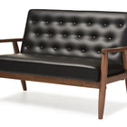 Baxton Studio Sorrento Mid-century Retro Modern Black Faux Leather Upholstered Wooden 2-seater Loveseat