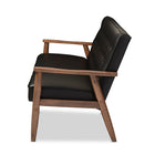 Baxton Studio Sorrento Mid-century Retro Modern Black Faux Leather Upholstered Wooden 3-seater Sofa