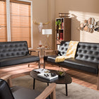 Baxton Studio Sorrento Mid-century Retro Modern Brown Faux Leather Upholstered Wooden 3 Piece Living room Set