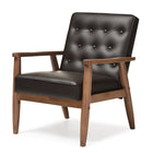 Baxton Studio Sorrento Mid-century Retro Modern Brown Faux Leather Upholstered Wooden Lounge Chair