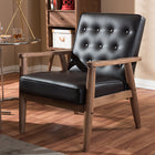 Baxton Studio Sorrento Mid-century Retro Modern Brown Faux Leather Upholstered Wooden Lounge Chair