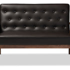 Baxton Studio Sorrento Mid-century Retro Modern Brown Faux Leather Upholstered Wooden 2-seater Loveseat