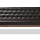 Baxton Studio Sorrento Mid-century Retro Modern Brown Faux Leather Upholstered Wooden 3-seater Sofa
