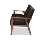 Baxton Studio Sorrento Mid-century Retro Modern Brown Faux Leather Upholstered Wooden 3-seater Sofa
