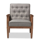 Baxton Studio Sorrento Mid-century Retro Modern Grey Fabric Upholstered Wooden Lounge Chair