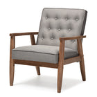 Baxton Studio Sorrento Mid-century Retro Modern Grey Fabric Upholstered Wooden Lounge Chair