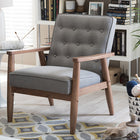 Baxton Studio Sorrento Mid-century Retro Modern Grey Fabric Upholstered Wooden Lounge Chair