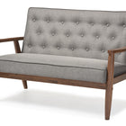 Baxton Studio Sorrento Mid-century Retro Modern Grey Fabric Upholstered Wooden 2-seater Loveseat