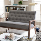 Baxton Studio Sorrento Mid-century Retro Modern Grey Fabric Upholstered Wooden 2-seater Loveseat