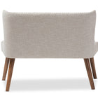Baxton Studio Scarlett Mid-Century Modern Brown Wood and Light Beige Fabric Upholstered Button-Tufting with Nail Heads Trim 2-Seater Loveseat Settee