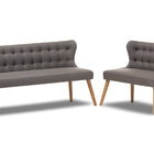 Baxton Studio Melody Mid-Century Modern Natural Wood Finishing Grey Fabric 2-Piece Settee Set