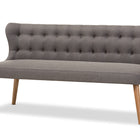 Baxton Studio Melody Mid-Century Modern Grey Fabric and Natural Wood Finishing 3-Seater Settee Bench