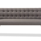 Baxton Studio Melody Mid-Century Modern Grey Fabric and Natural Wood Finishing 3-Seater Settee Bench