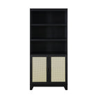 Manhattan Comfort Sheridan Mid-Century Modern 31" Bookcase Cabinet in Black (7-Shelf)