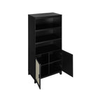 Manhattan Comfort Sheridan Mid-Century Modern 31" Bookcase Cabinet in Black (7-Shelf)