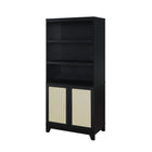 Manhattan Comfort Sheridan Mid-Century Modern 31" Bookcase Cabinet in Black (7-Shelf)