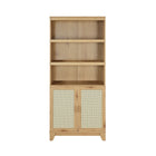 Manhattan Comfort Sheridan Mid-Century Modern 31" Bookcase Cabinet in Natural (7-Shelf)