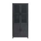 Manhattan Comfort Jodie Mid-Century Modern 31" Bookcase Cabinet in Charcoal Gray (6-Shelf)