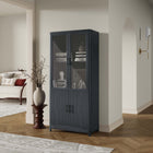 Manhattan Comfort Jodie Mid-Century Modern 31" Bookcase Cabinet in Charcoal Gray (6-Shelf)
