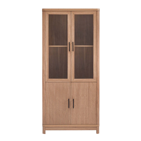 Manhattan Comfort Jodie Mid-Century Modern 31" Bookcase Cabinet in Maple (6-Shelf)