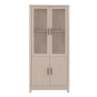 Manhattan Comfort Jodie Mid-Century Modern 31" Bookcase Cabinet in Whitewashed Oak (6-Shelf)