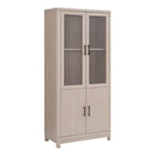 Manhattan Comfort Jodie Mid-Century Modern 31" Bookcase Cabinet in Whitewashed Oak (6-Shelf)