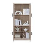 Manhattan Comfort Jodie Mid-Century Modern 31" Bookcase Cabinet in Whitewashed Oak (6-Shelf)