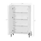 Manhattan Comfort Abbey Modern 32" Tempered Glass Bookcase Cabinet in White (4-Shelf)