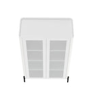 Manhattan Comfort Abbey Modern 32" Tempered Glass Bookcase Cabinet in White (4-Shelf)